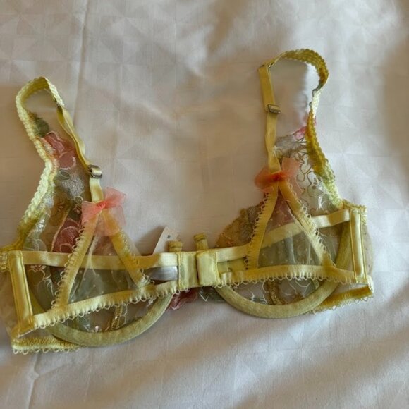 For Love and Lemons Luella Bra Multifloral Yellow S - Picture 3 of 4